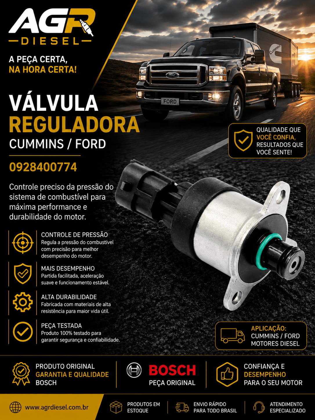 Válvula reguladora Cummins, Ford - 0928400774