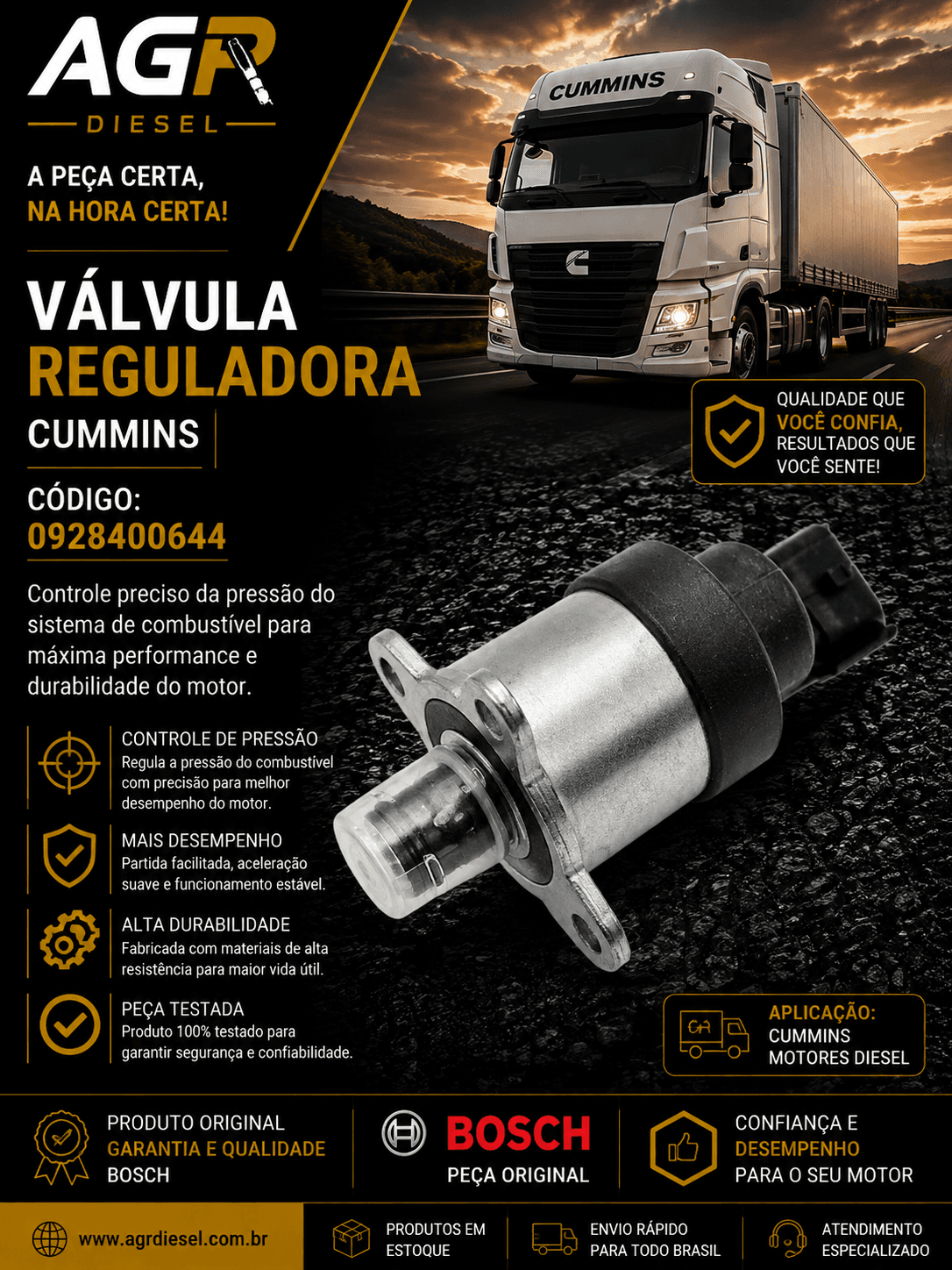 Válvula reguladora Cummins - 0928400644