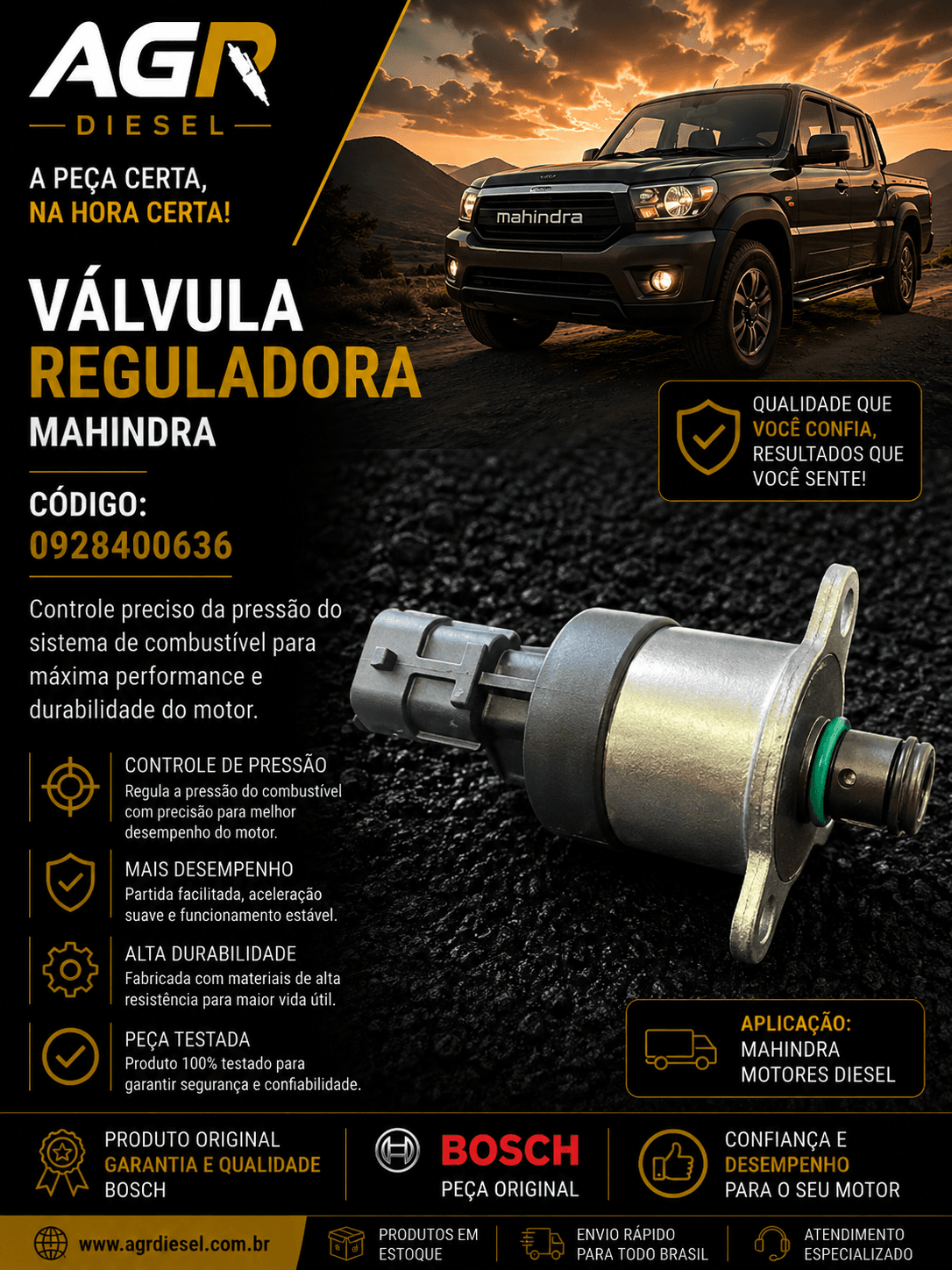 Válvula reguladora Mahindra - 0928400636