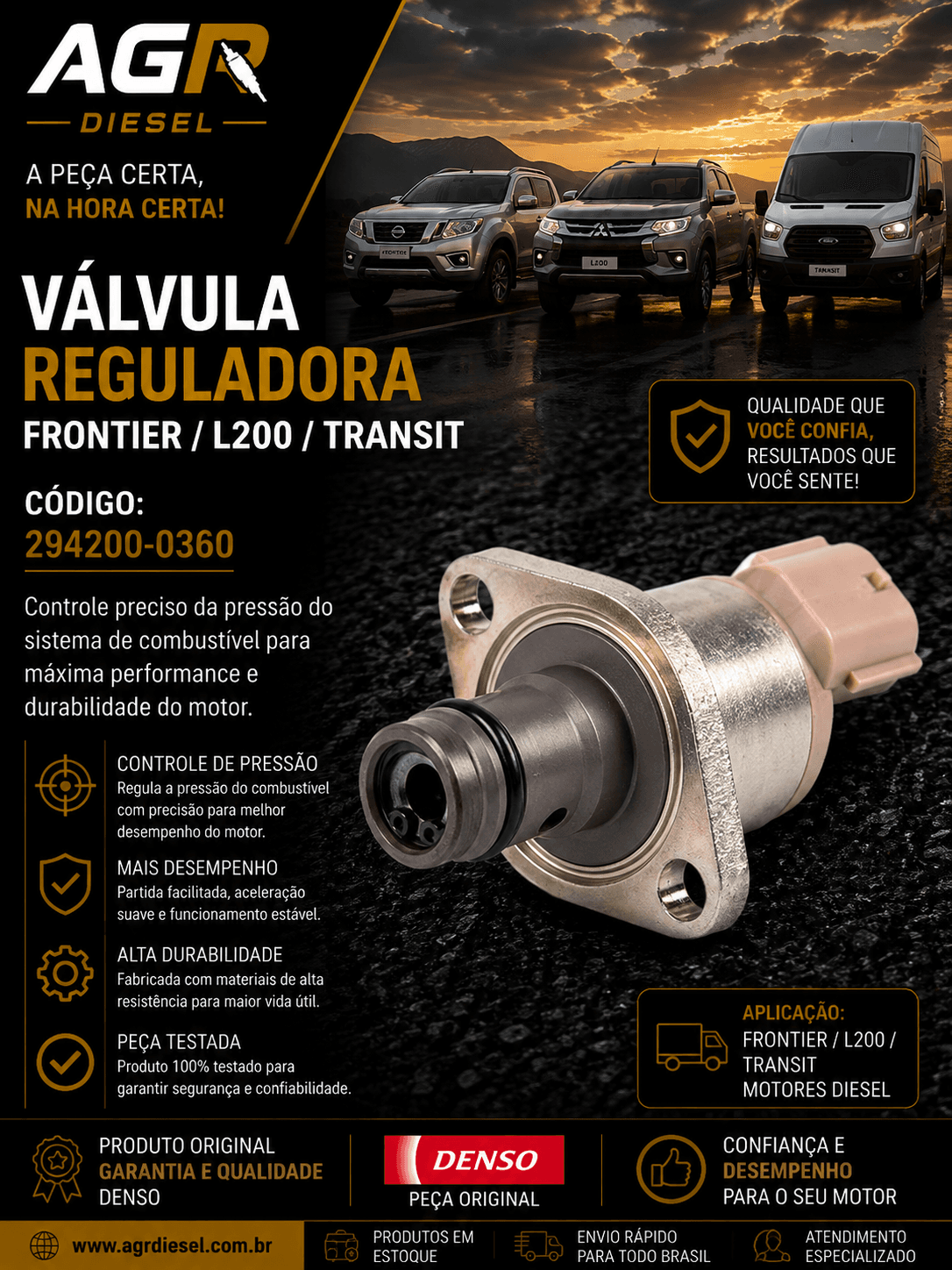 Válvula reguladora Frontier, L200, Transit - 294200-0360